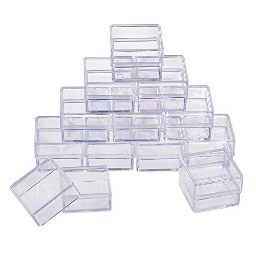 BENECREAT 16 Pack Caja de Contenedores de Plástico de Alta Transparencia para Envases de Belleza, Pequeños Granos, Adornos de Joyería y Otros Artículos Pequeños - 3x3x2.2cm