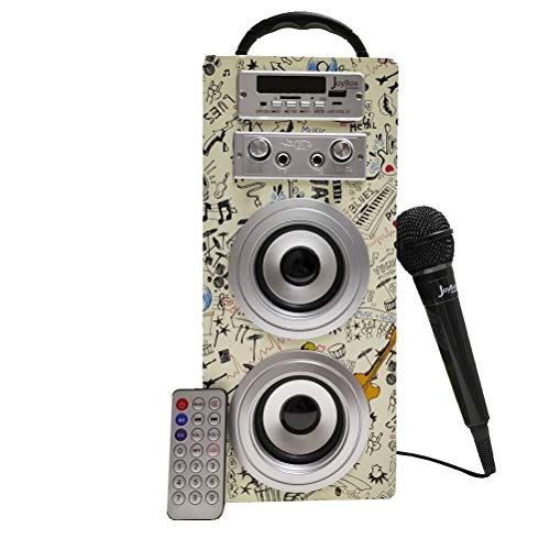 Biwond JoyBox Karaoke Altavoz 10W + Micrófono (Bluetooth TWS, Mando IR AUX, Radio FM, Tarjeta SD, USB, Pantalla LED) – Guitar