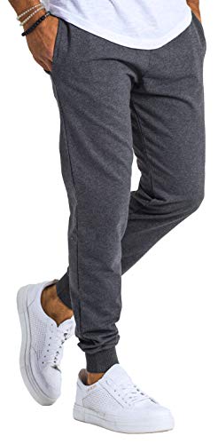 Björn Swensen Pantalones de deporte largos para hombre, de algodón, para correr, para el tiempo libre, para chándal o jogging, corte ajustado. gris oscuro M
