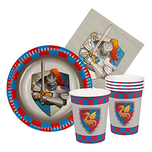 Boland 44013 – Juego tabla Knights & Dragons 6 vasos, 6 platos cm 18, 12 servilletas, multicolor