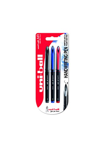Bolígrafos UB-188-Micro Air, tinta Super Ink negra/roja/azul, a prueba de manipulación, punta estilográfica, paquete de 3 unidades