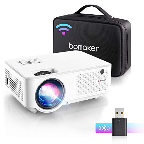 Bomaker Proyector WiFi, Proyector Portátil, 7000 Brillo, Soporta 1080p Full HD, Cine en Casa 300" Duplicar Pantalla para Android/iPhone Smartphone iPad, HDMI/USB/VGA/AV, C9