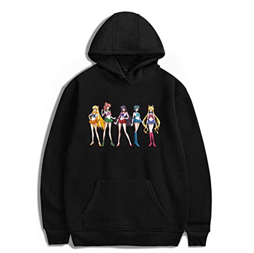Bonita Sudadera con Capucha de Sailor Moon, Divertida Sudadera de Manga Larga con Estampado de Anime para Mujeres y niñas Adolescentes