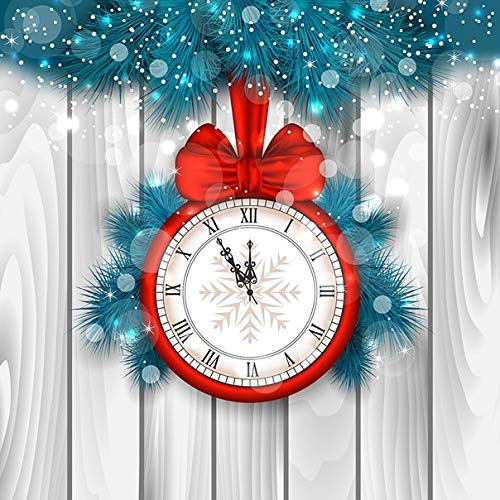 Bordado de Diamantes Reloj de Navidad Kit de Pintura de Diamante de Punto de Cruz Paisaje Imagen de Diamante Completo Diamante de imitación Arte de Pared Cuadrado 30x30cm