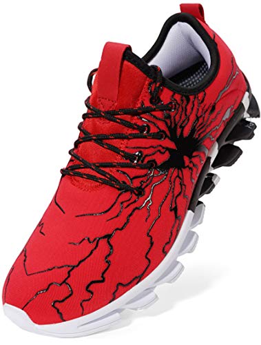 BRONAX Zapatos para Correr Hombre Zapatillas de Deportes Tenis Deportivas Running Calzado Trekking Sneakers Gimnasio Transpirables Casual Montaña Rojo 43