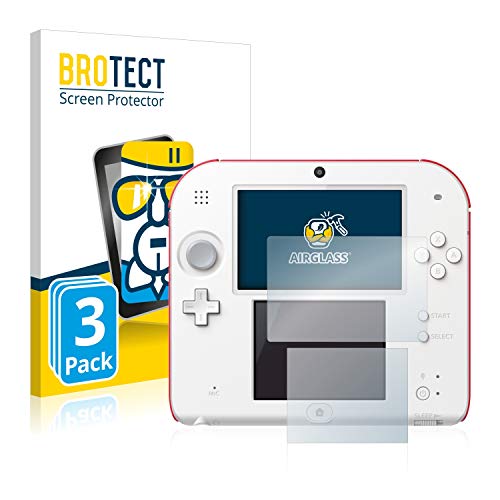 BROTECT Protector Pantalla Cristal Compatible con Nintendo 2DS Protector Pantalla Vidrio (3 Unidades) - Dureza Extrema, Anti-Huellas, AirGlass