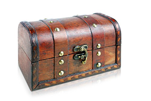 Brynnberg - Caja de Madera Cofre del Tesoro Pirata de Estilo Vintage, Hecha a Mano, Diseño Retro 17x10x10cm