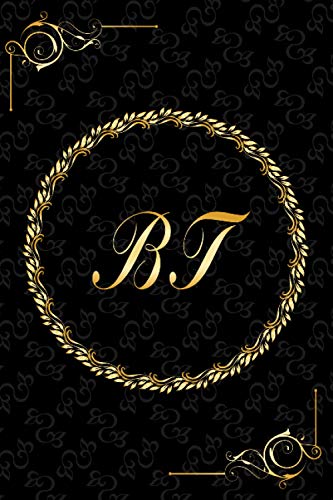 BT: Golden Monogrammed Letters, Executive Personalized Journal With Two Letters Initials, Designer Professional Cover, Perfect Unique Gift