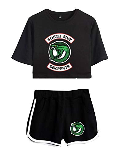 Camiseta y Pantalón Corto Riverdale Adolescente Chica Serpientes Camiseta de Manga Corta Verano Conjunto Deportivo para Niña y Mujere (2, M)