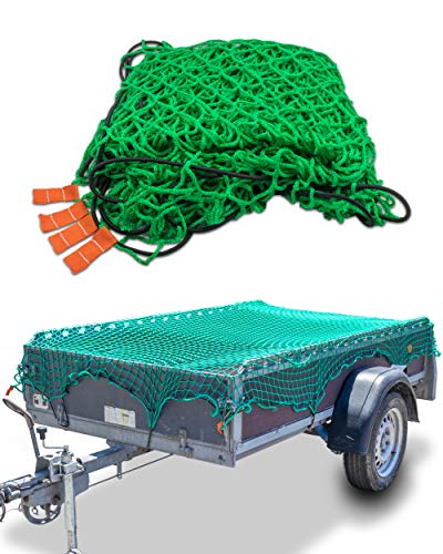 CargoVA® - Red de remolque inteligente 2 x 3 m, con cuerda de goma y marcador de esquinas, para asegurar la carga perfecta