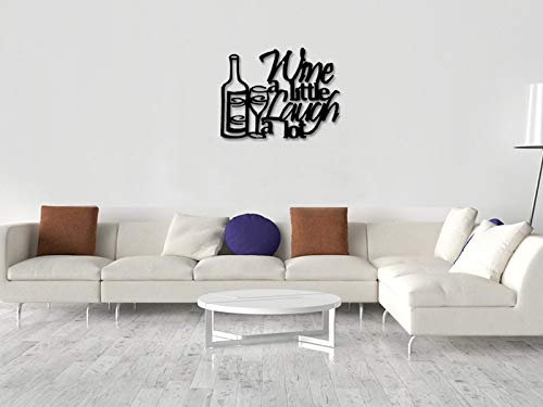 Cartel de metal con diseño de monograma con texto en inglés "No brand", para decoración del hogar, texto en inglés "Wine A Little Laugh A Lot "