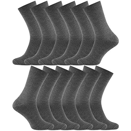 Charles Wilson Lote 12 Pares Calcetines Básicos (6-8.5, Charcoal (0619))