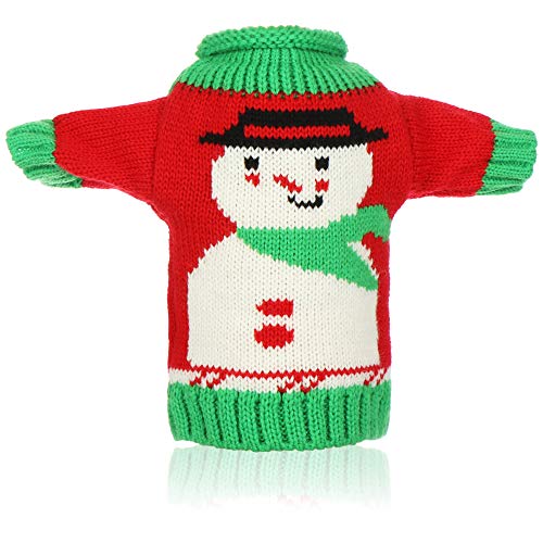 com-four® Funda para Botella de Vino - Jersey navideño con Motivo de muñeco de Nieve - Decoración de Mesa navideña - Funda para Botella navideña (01 Pieza - muñeco de Nieve)