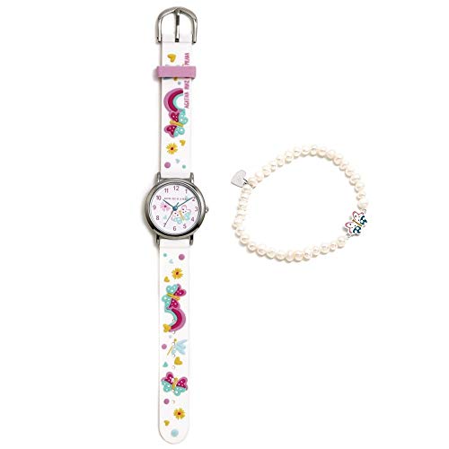Conjunto Agatha Ruiz de la Prada AGR302 colección Fantasía niña mariposas reloj blanco pulsera plata - Modelo: AGR302