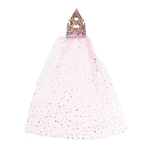 Corona de Cabeza para Niña Mini Diadema de Pelo Accesorios Decorativos para Disfraces de Muñecas Niñas - Pinza de pelo rosa, 1