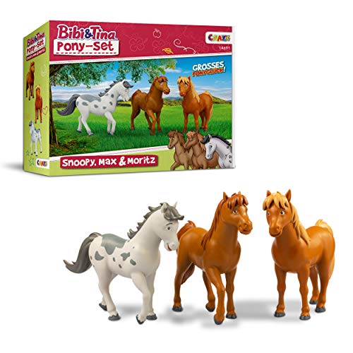 CRAZE Bibi & Tina Pony Set Figuras Juego de 3 Ponis para Jugar y Recoger Snoopy MAX Moritz 14691