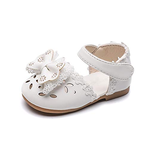 DEBAIJIA Bebé Niña Zapato de Princesa con Cinta Mágica para 1-3 años Niños Primeros Pasos Zapatos de Cuero con Lazo Moda Casual Antideslizante Suave Suela