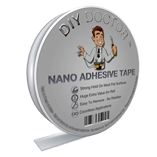 Diy Doctor Nano Cinta Adhesiva de Doble Cara - Cinta Multiusos Reutilizable con Gran Fuerza de Agarre – Cinta de Gel Extraíble Sin Dejar Marcas – Gran Rollo de 30 mm x 5 m
