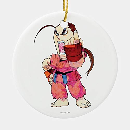 Dom576son Christmas Ornaments, Super Puzzle Fighter II Turbo Dan Ceramic Ornament, 3 Inch Christmas Hanging Ornament for Christmas Tree Decorations