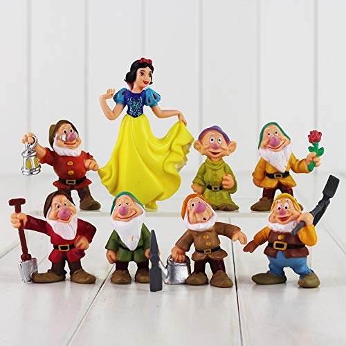 DOUYA 8 unids/Lote Princesa Blancanieves y los Siete enanitos Figura de Juguete Mini muñeca Modelo para niños decoración del hogar Regalo