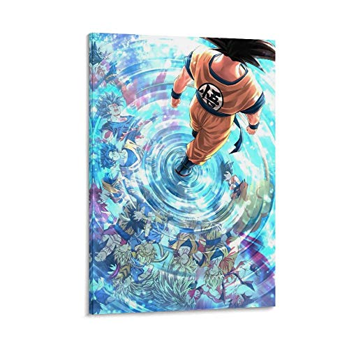 DRAGON VINES Póster artístico de animación de Son Goku Saiyan Son Goten Son Gohan Vegeta IV Blood Fight Anime Manga Animation Poster Lienzo decorativo para decoración de sala de estar 60 x 90 cm