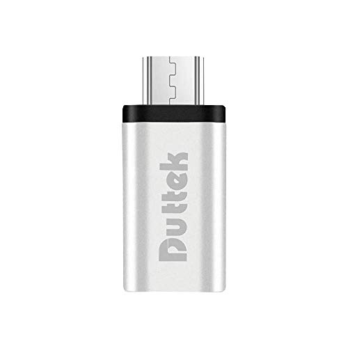 Duttek USB3.1 Tipo C OTG, adaptador Micro USB a USB C ,adaptador USB C hembra a micro USB macho OTG (On the Go) convertidor de sincronización de datos para Galaxy S7, S7 Edge, LG G4 (Silver-OTG)