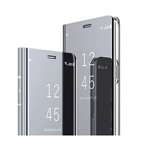 Elegante funda compatible con Sony Xperia XZ, carcasa reflectante, piel sintética, con función atril, para Sony Xperia XZ plata M