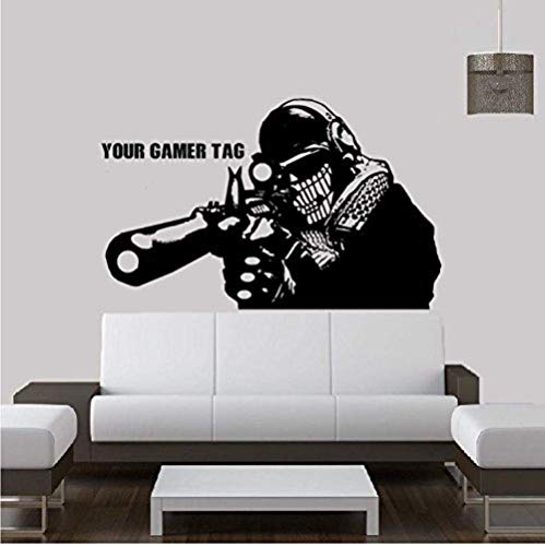 Etiqueta de la pared de la habitación del niño Call of Duty Sniper and Player Etiqueta de la pared Sala de estar en el hogar Decoración del dormitorio Mural Etiqueta de vinilo extraíble 55 * 100 cm