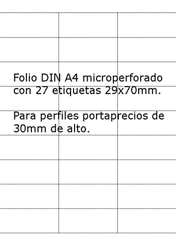 Etiquetas de 29x70mm para perfiles porta-precios de 30mm (Papel microperforado)