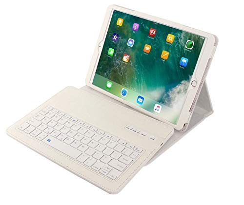 Funda de teclado para iPad de 2016 de 9,7 pulgadas, Jennyfly Slim Bluetooth con funda de protección de piel sintética para iPad Pro de 2016 de 9,7 pulgadas, color blanco