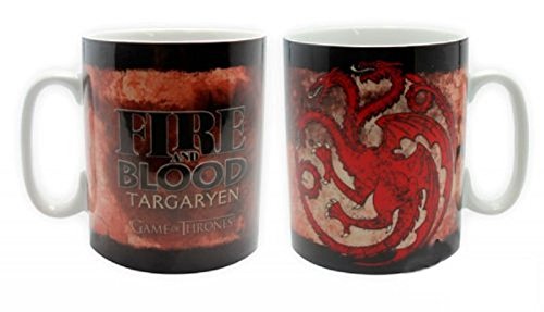 Game of Thrones - Taza gigante de 460 ml – Targaryen – Fire & Blood – en caja de blíster.