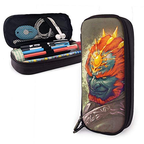 Ganondorf PU Leather Pencil Case with Zipper, Pouch Stationary Bag for Middle High School College Student Office Girls Boys Kids Adult,Storage Bag Makeup Bag