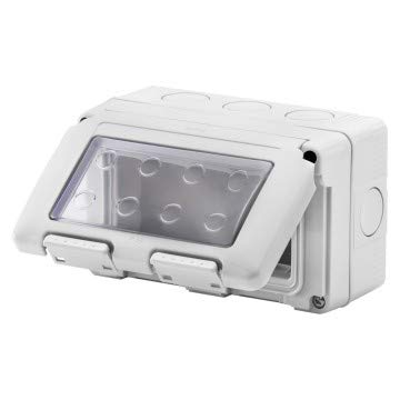 Gewiss - Caja para aparatos con sistema de 4 plazas, estaño, gris, RAL 7035, IP55, GW27044