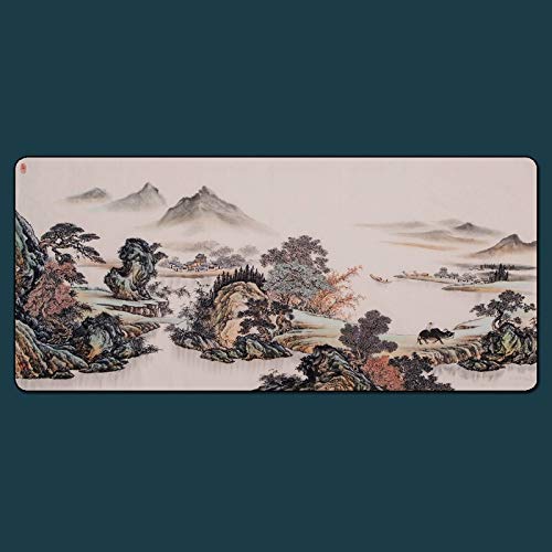 GFHDFHDFJS Alfombrilla De Ratón Grande,Creative Retro Landscape Painting Gaming Keyboard Mat, Waterproof Non-Slip Washable Flexible Keyboard Mat Table Mat Improved Precision and Speed Rubber Base