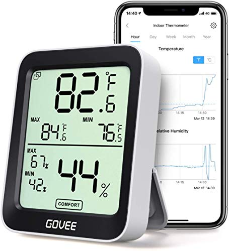 Govee Termómetro Higrómetro, Mini LCD Bluetooth Medidor Digital Humedad y Temperatura Interior con Función Almacenamiento Datos y Alerta, para Habitación
