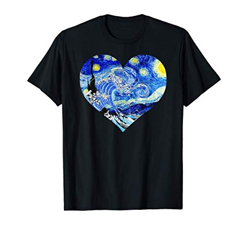 Gran Noche Estrellada Ola Arte Famoso Van Gogh Hokusai Camiseta