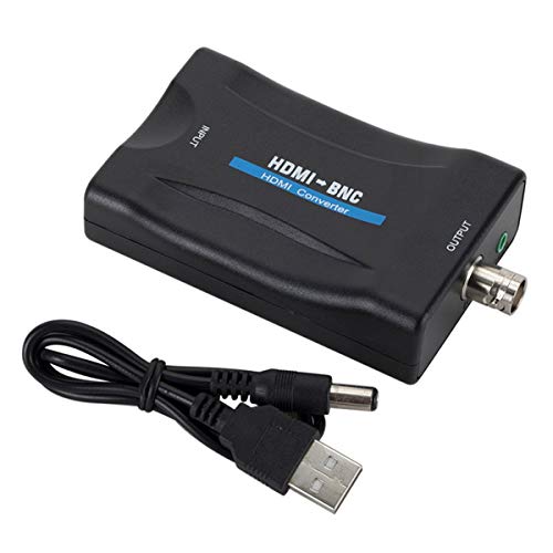 Greatangle-UK El convertidor Puede convertir la señal Digital HDMI a Bnc Adaptador convertidor de señal de Video Compuesto VHS Reproductor de DVD PAL Ntsc Negro