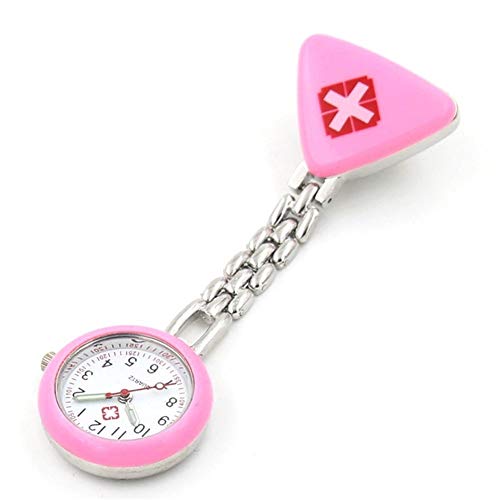 GTUQ Reloj de Bolsillo con Broche Cruz Roja protable Enfermera Broche Relojes de Bolsillo Pendiente de Enfermeras Colgantes Doctor Reloj de Cuarzo para decoración de Bolsillo (Color : Pink)