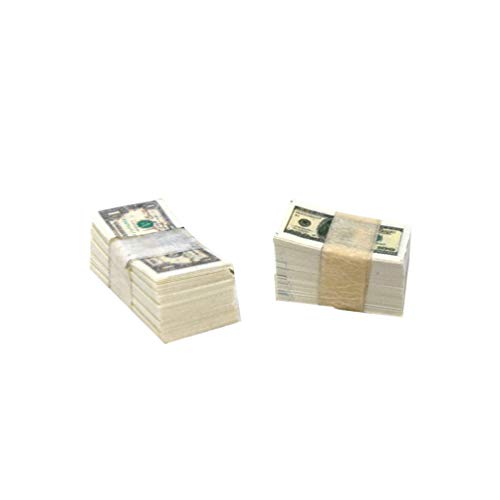 HEALLILY 2 Bundle / 200 unidades de Money para Mini Bank Doll House Store Decoration (1 dólar y 100 dólares Pattern 100pcs/Bundle)