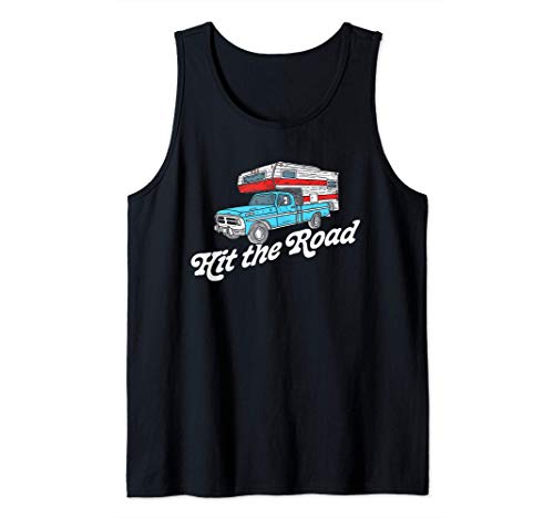 Hit the Road - Vintage Truck Bed Camper Retro Camping Camiseta sin Mangas