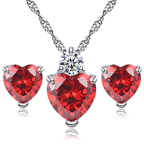 Hosairen Sistemas de la Joyería, Collar Pendientes Diamante Estilo Corazón Elegante Joyería Mujer Cristal Juego De Cristal Colgante Collar + Pendientes