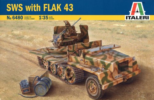 Italeri 6480S SWS con Flak 43 - Vehículo Militar con cañón a Escala