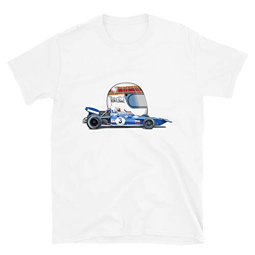Jackie Stewart Tyrrell 001 1970–71 F1 Racer Camiseta de Manga Corta