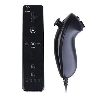 Juego de mando a distancia y Nunchuck compatible con Nintendo Classic Wii Games, juego de 3, mandos a distancia Wii con integrado Motion Plus y Nunchucks – negro