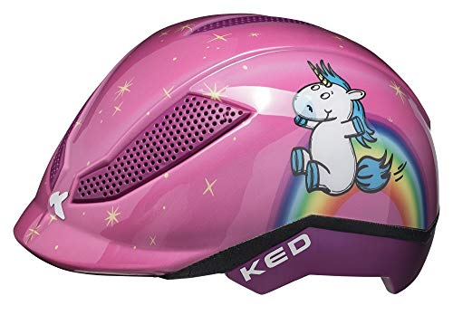 KED Pina M Unicorn - Casco para bicicleta (51-56 cm, incluye cinta de seguridad RennMaxe, para patinaje, MTB BMX y niños), diseño de unicornio