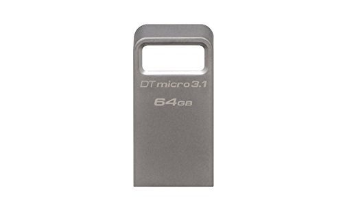 Kingston DataTraveler Micro 3.1 DTMC3/64GB Llave USB 3.1 Ultra pequeña, Ligera, sin Tapa, Metal, Negro