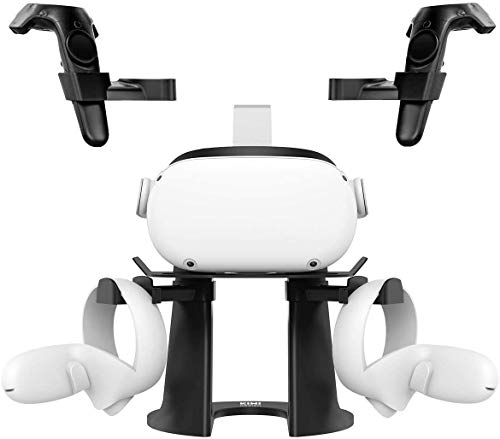 KIWI design Soporte VR, Soporte para Pantalla de Auriculares y Estación de Montaje para Controlador Oculus Quest/Quest 2/Rift/Rift S/GO/HTC Vive/Vive Pro Valve Index VR Headset Accesorios