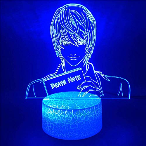 Lámpara De Ilusión 3D Control De Luz Nocturna Led Death Note Yagami Lámpara De Mesa De 7 Colores Decoración De Habitación De Niños Regalo De Fanáticos De Películas De Navidad