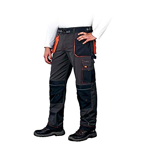 Leber&Hollman LH-FMN-T_SBP52 - Pantalones de protección (Talla 52), Color Azul Acero, Negro y Naranja