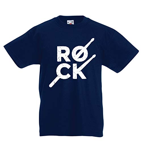 lepni.me Camiseta para Niño/Niña Baquetas de música Rock, Leyendas de la música Rockstar de los 80 (3-4 Years Azul Oscuro Multicolor)